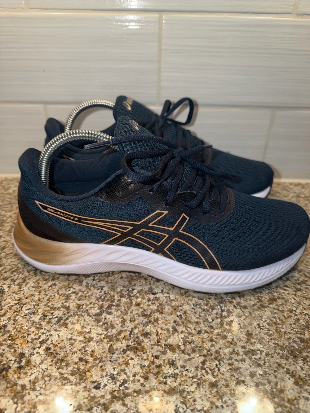 Asics Navy and Gold Running Sneakers